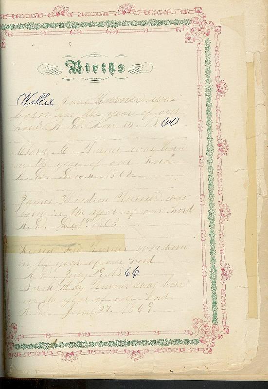 Turner Fam Bible Births